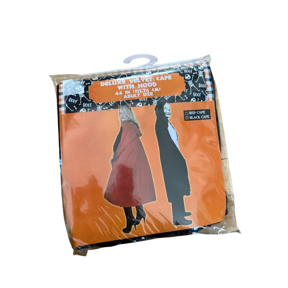 New black velvet cape with hood adult size 44 inches costume Halloween dress up